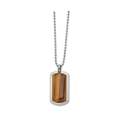 Chisel Polished with Tiger's Eye Dog Tag on a Ball Chain Necklace