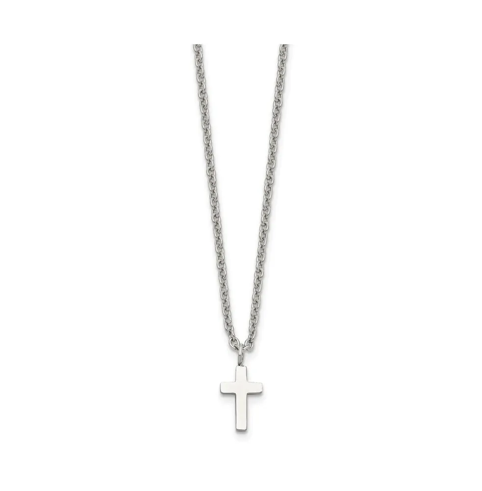 Chisel Polished 11mm Cross Pendant on a 18 inch Cable Chain Necklace
