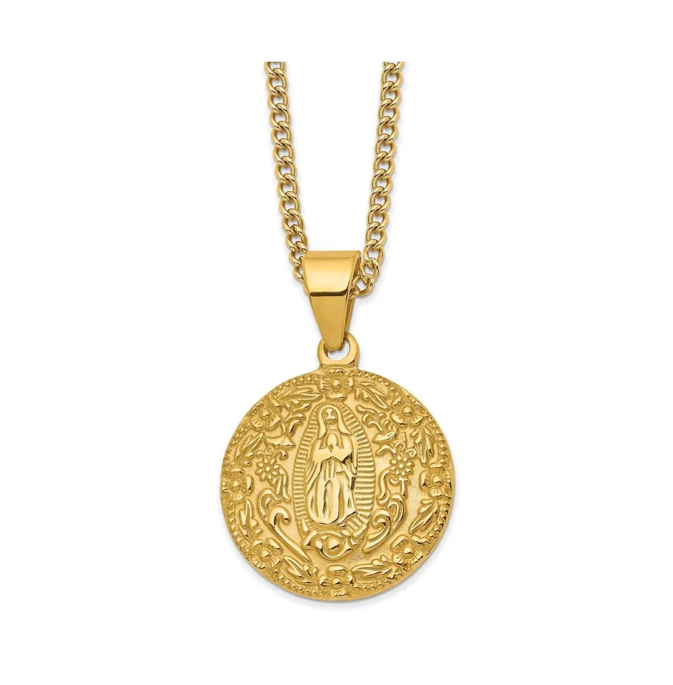 Chisel Yellow Ip-plated Our Lady of Guadalupe Pendant Curb Chain Necklace