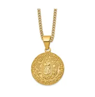 Chisel Yellow Ip-plated Our Lady of Guadalupe Pendant Curb Chain Necklace