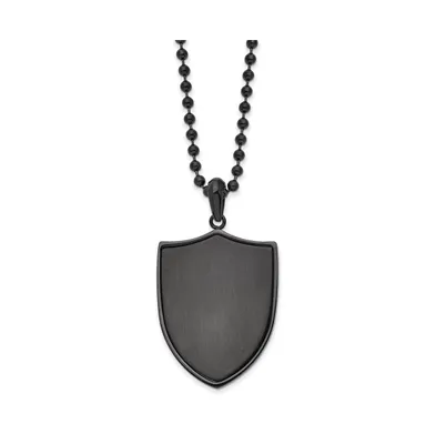Chisel Brushed Black Ip-plated Shield Pendant Ball Chain Necklace