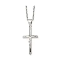 Chisel Polished Crucifix Pendant on a Rolo Chain Necklace