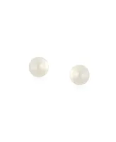 Bling Jewelry Tiny Minimalist Cz Accent14K Gold White Freshwater Cultured Pearl Stud Earrings For Women Secure Screw Back