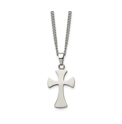 Chisel Stainless Steel Brushed Cross Pendant on a Curb Chain Necklace