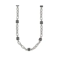 Chisel Stainless Steel Polished with Black Rubber Barrel Link Necklace