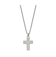 Chisel Brushed Polished Cross Pendant on a Box Chain Necklace