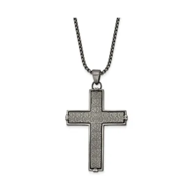 Chisel Stainless Steel Antiqued Cross Pendant on a Rope Chain Necklace