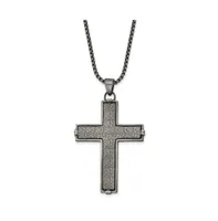 Chisel Stainless Steel Antiqued Cross Pendant on a Rope Chain Necklace