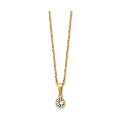 Chisel Yellow Ip-plated Crystal Pendant Cable Chain Necklace