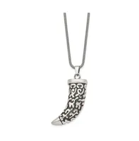 Chisel Antiqued Polished Swirl Design Claw Pendant Rope Chain Necklace