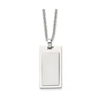 Chisel Brushed Rectangle Dog Tag Cable Chain Necklace