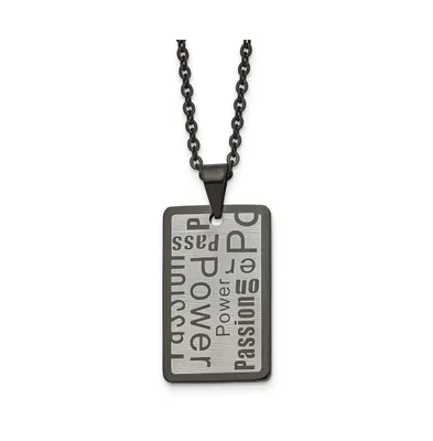 Chisel Brushed Black Ip-plated Power and Passion Pendant Cable Chain Necklace