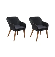 Patio Chairs with Cushions 2 pcs Poly Rattan Black