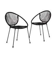 Patio Chairs 2 pcs Pvc Rattan Black