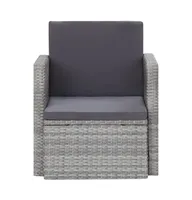 Patio Chair with Cushions Poly Rattan Gray