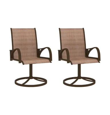 Patio Swivel Chairs 2 pcs Text Ilene and Steel Brown