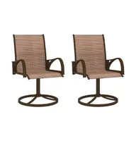 Patio Swivel Chairs 2 pcs Text Ilene and Steel Brown