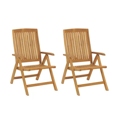 Reclining Patio Chairs 2 pcs Solid Wood Teak