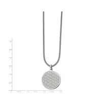 Chisel Flower Cut-out Small Circle Pendant Snake Chain Necklace