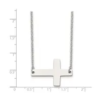 Chisel Polished Sideways Cross on a inch Cable Chain Necklace