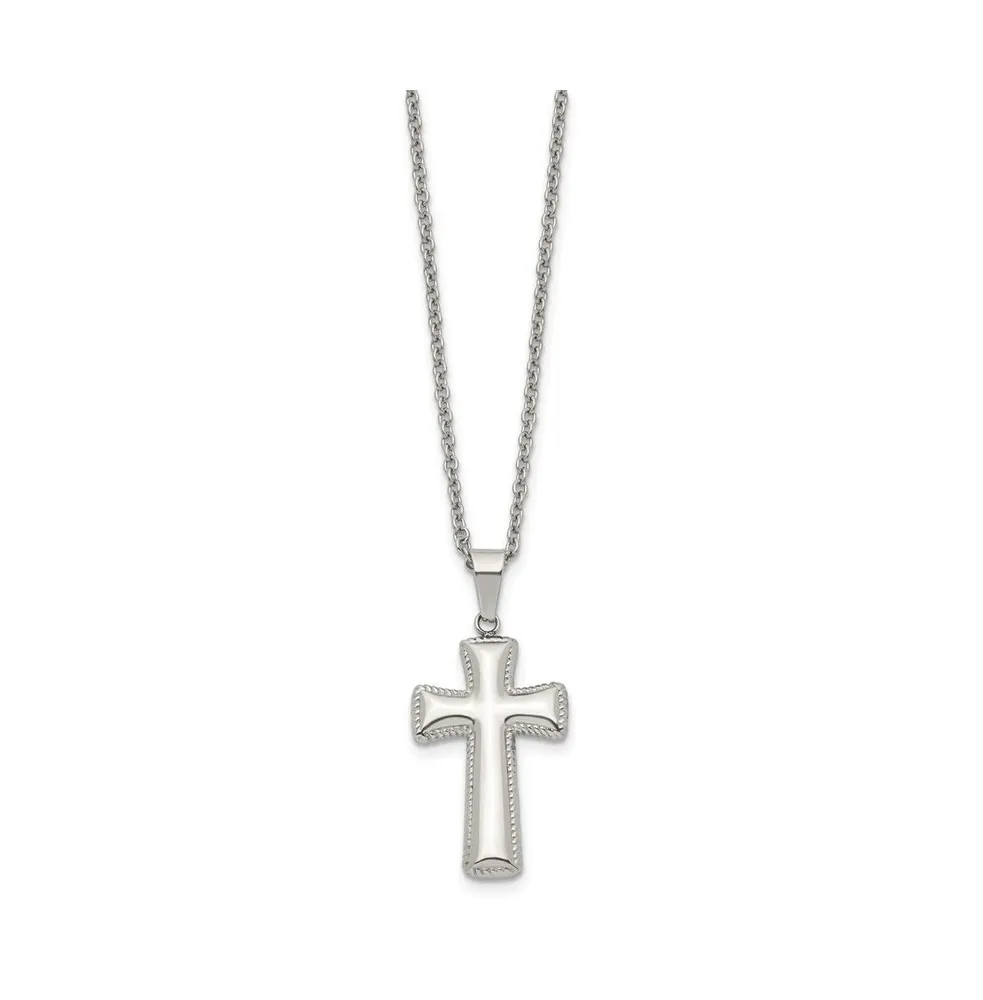 Chisel Polished Pillow Cross Pendant on a Cable Chain Necklace