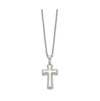 Chisel Polished Pillow Cross Pendant on a Cable Chain Necklace