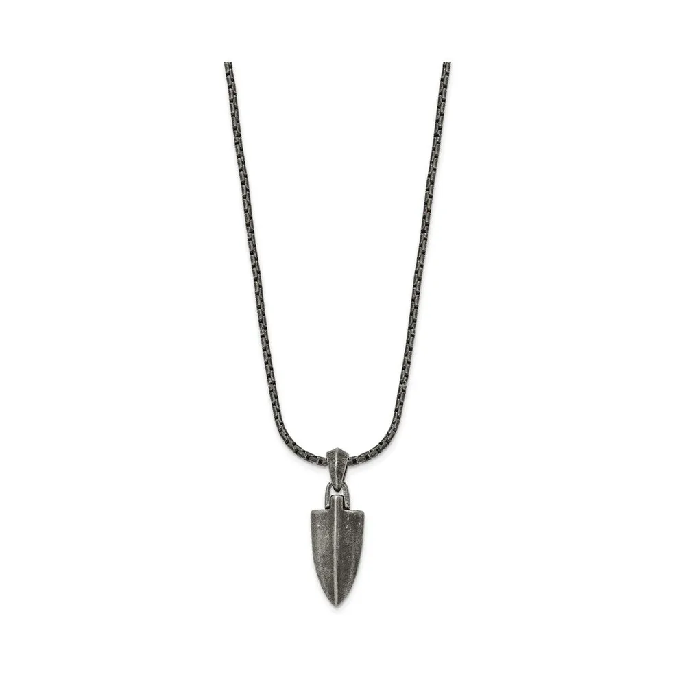 Chisel Antiqued Arrow Pendant 28 inch Box Chain Necklace