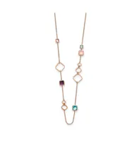 Chisel Rose Ip-plated Multicolor Crystal 21.5 inch Cable Chain Necklace