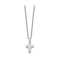 Chisel Polished Crystal Cross Pendant on a Cable Chain Necklace