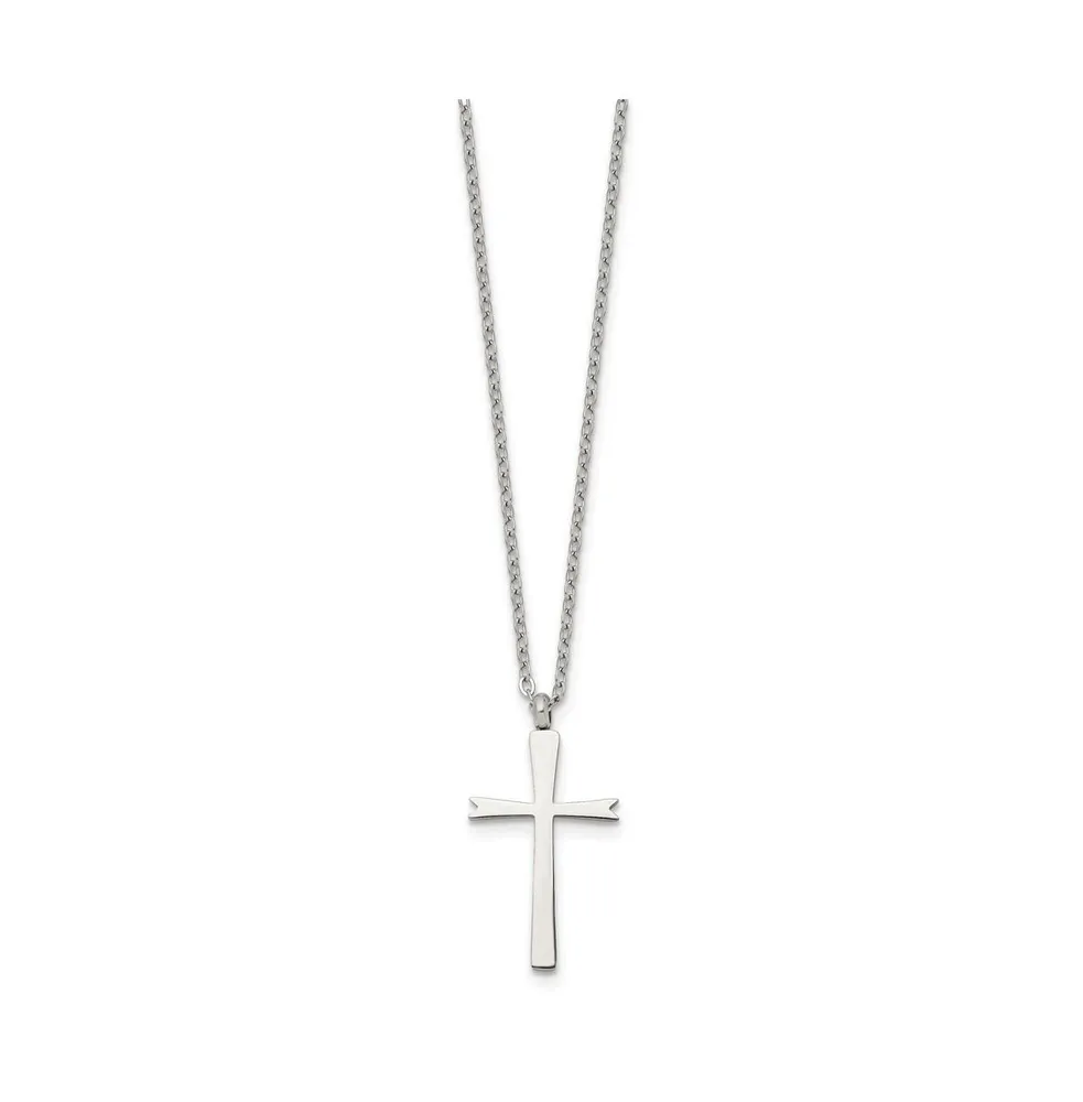 Chisel Polished Cross Pendant on a 18 inch Cable Chain Necklace