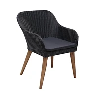 Patio Chairs with Cushions 2 pcs Poly Rattan Black