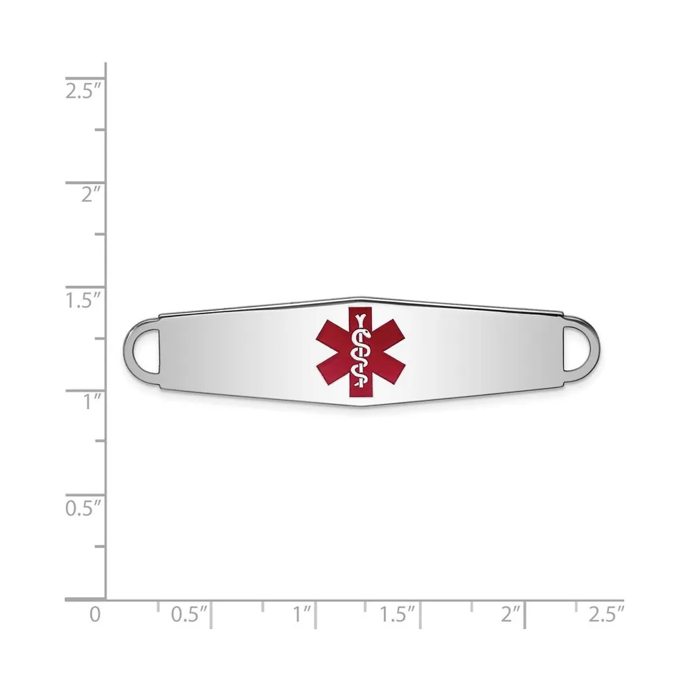 Sterling Silver Rhodium-plated Medical Id Plate Bracelet