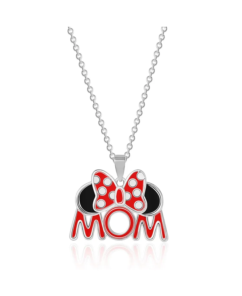 Disney Minnie Mouse Red Enamel Bow Mom Necklace, 18'' Chain