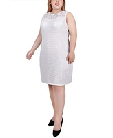 Ny Collection Plus Size Novelty Knit and Lace Dress, 2 Piece Set