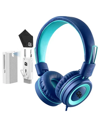 Kids Headphones - K11 Foldable Stereo Tangle-Free 3.5mm Jack Wired Cord On-Ear Headset for Children Navy/Teal