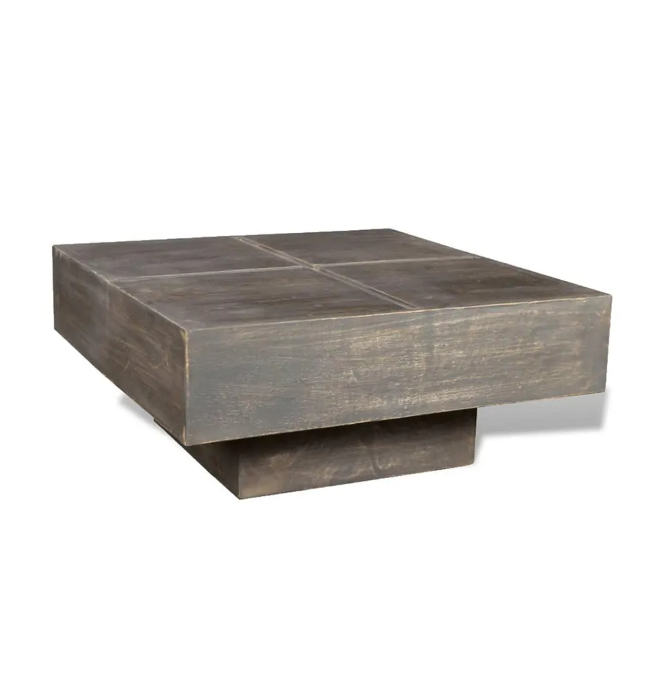 Coffee Table Dark Brown Square Solid Mango Wood