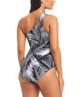 Beyond Control Women's Giving Attitude One-Shoulder Printed One-Piece Swimsuit