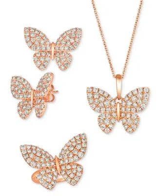 Le Vian Nude Diamond Butterfly Ring Earrings Pendant Collection In 14k Rose Gold