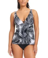 Beyond Control Womens Giving Attitude Tropical Print Tankini Top High Waist Bottoms