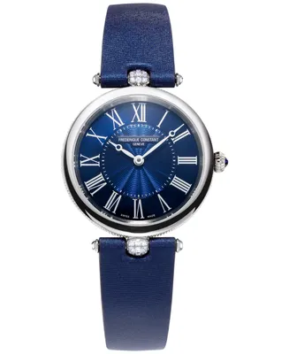 Frederique Constant Women's Swiss Art Deco Diamond (1/10 ct. t.w.) Blue Satin Strap Watch 30mm