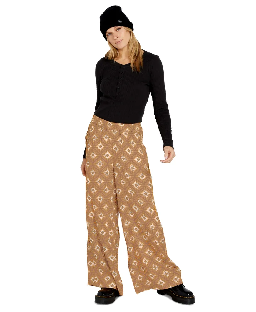 Volcom Juniors' Brohamas Printed Wide-Leg Pants