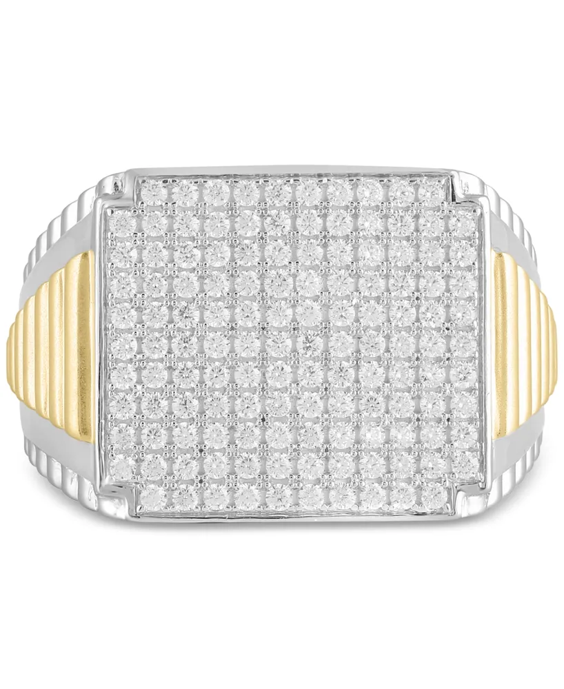 Men's Diamond Pave Cluster Ring (1 ct. t.w.) in Sterling Silver & 14k Gold-Plate - Two