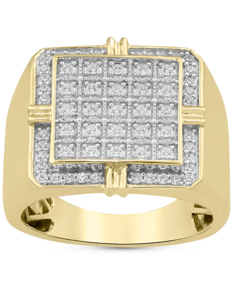 Men's Diamond Square Cluster Ring (1/2 ct. t.w.) in Sterling Silver & 14k Gold-Plate