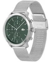 Lacoste Men's Replay Multifunction Silver-tone Stainless Steel Mesh Bracelet Watch 44mm