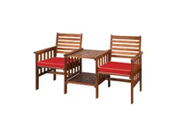 3 pcs Outdoor Patio Table Chairs Set Acacia Wood Loveseat