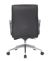 Boss Office Products 39.5-42.5" Vinyl Modern Conference Chair with Aluminum Arm Base