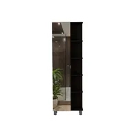 Depot E-shop Venus Mirror Linen Single Door Cabinet, Five External Shelves