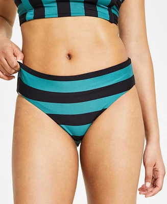Nike Women's Statement Stripe Mid-Rise Bikini Bottoms