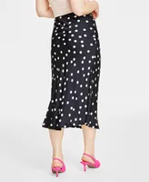 Women's Dot-Print Midi Slip Skirt, Created for Macy's