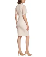 Calvin Klein Petite Chiffon Flutter-Sleeve Sheath Dress